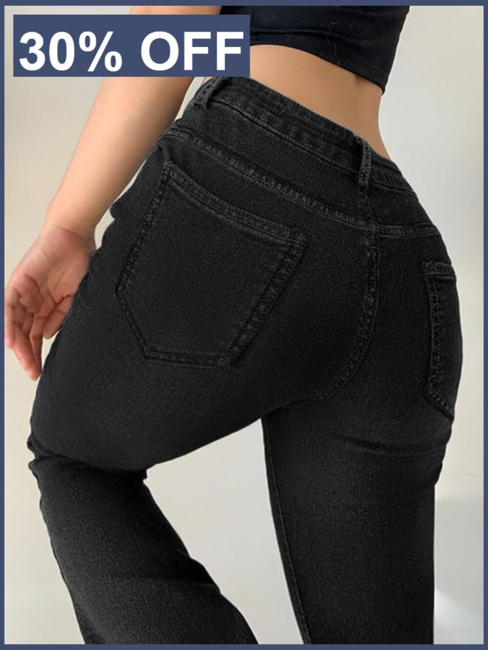 Women Bell Bottom Jeans Stretchy Flare Mid Rise Embroidery Vintage Denim 90s Y2k - Picture 4 of 7
